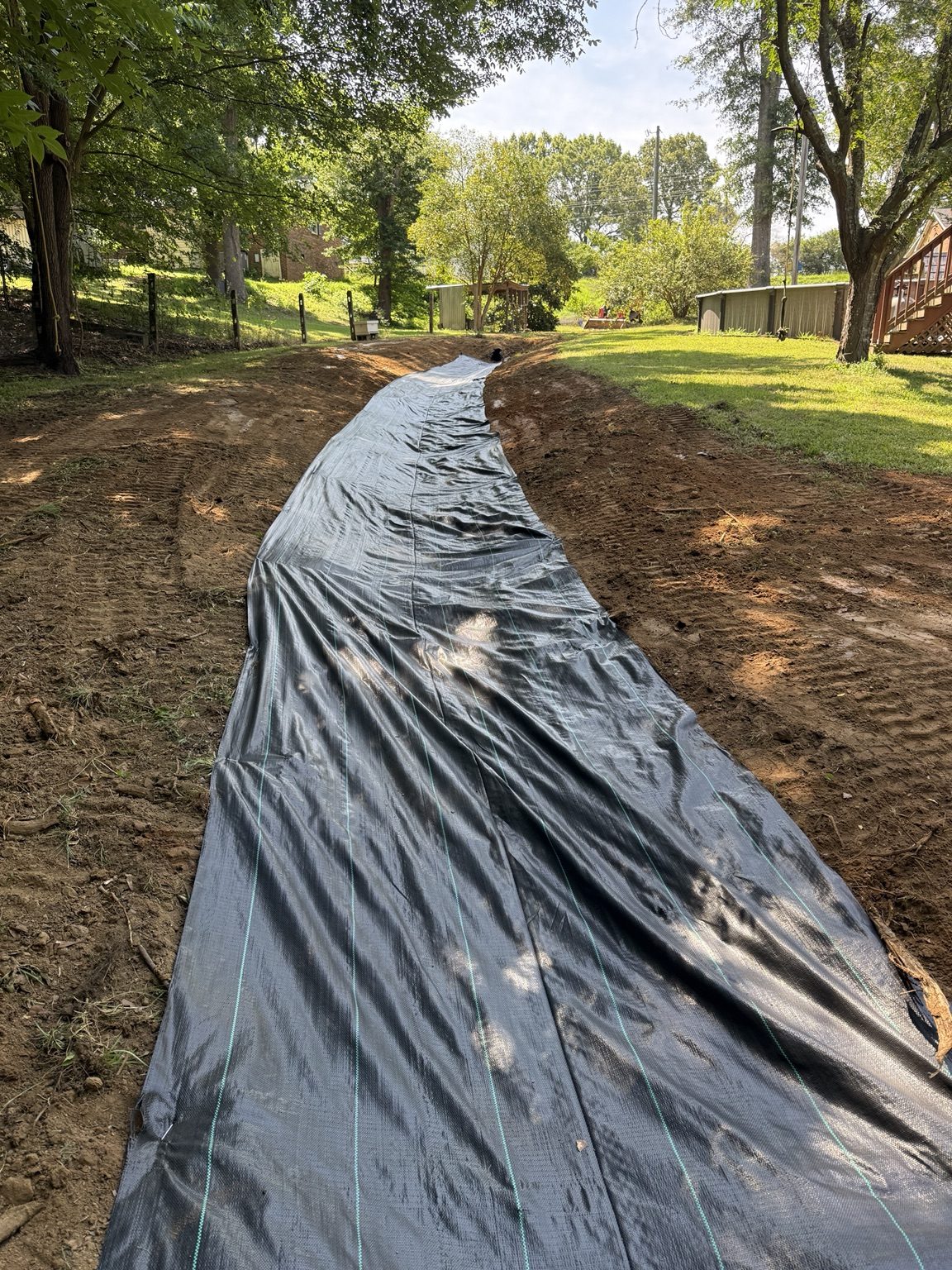 Drainage fabric installed